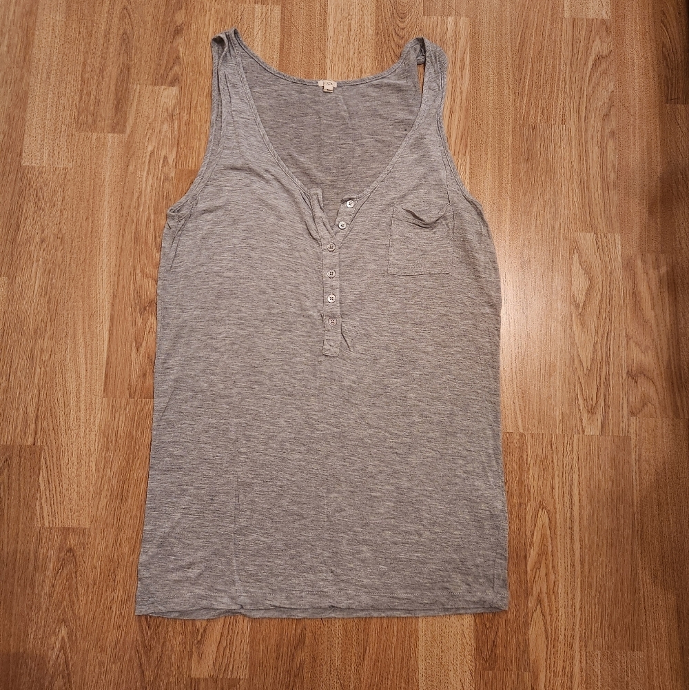J. Crew Soft Sleeveless Henley Tank Top Grey Medium